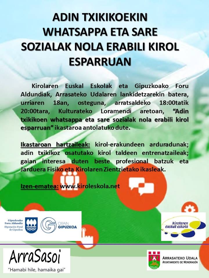 Adin txikikoekin Whatsappa eta sare sozialak nola erabili kirol esparruan