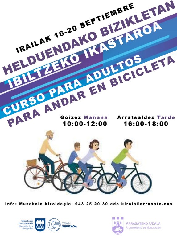 Curso gratuito para que personas adultas aprendan a montar en bicicleta
