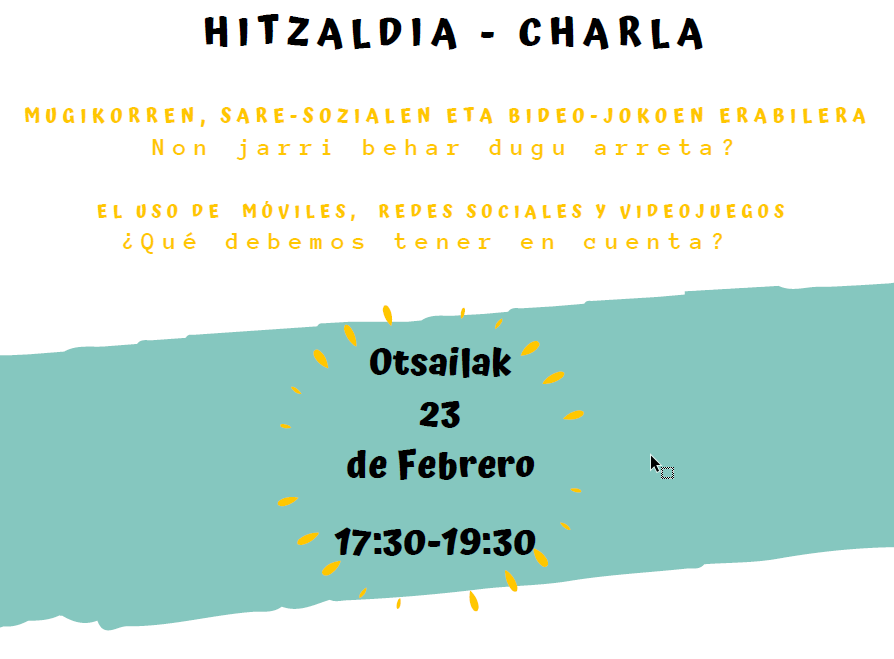 Charla sobre el uso del móvil, las redes sociales y los videojuegos el 23 de febrero en Arrasate