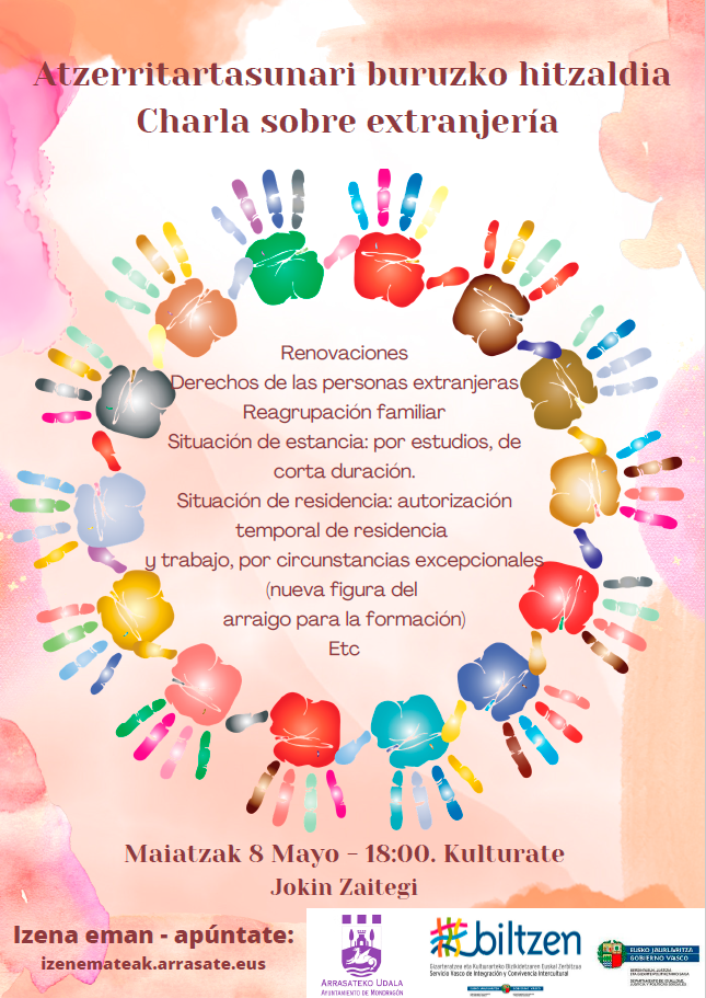 Charla sobre extranjería el próximo 8 de mayo en Kulturate