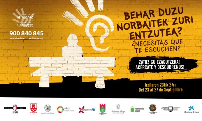 El Teléfono de la Esperanza de Gipuzkoa estará en Arrasate el miércoles
