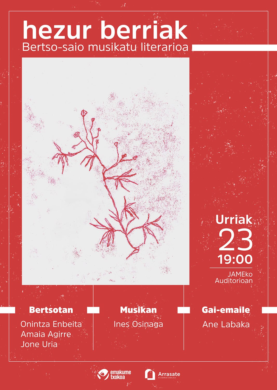 Emakume Txokoa organiza “HEZUR BERRIAK”, una sesión literaria musical de versos, para el 23 de octubre