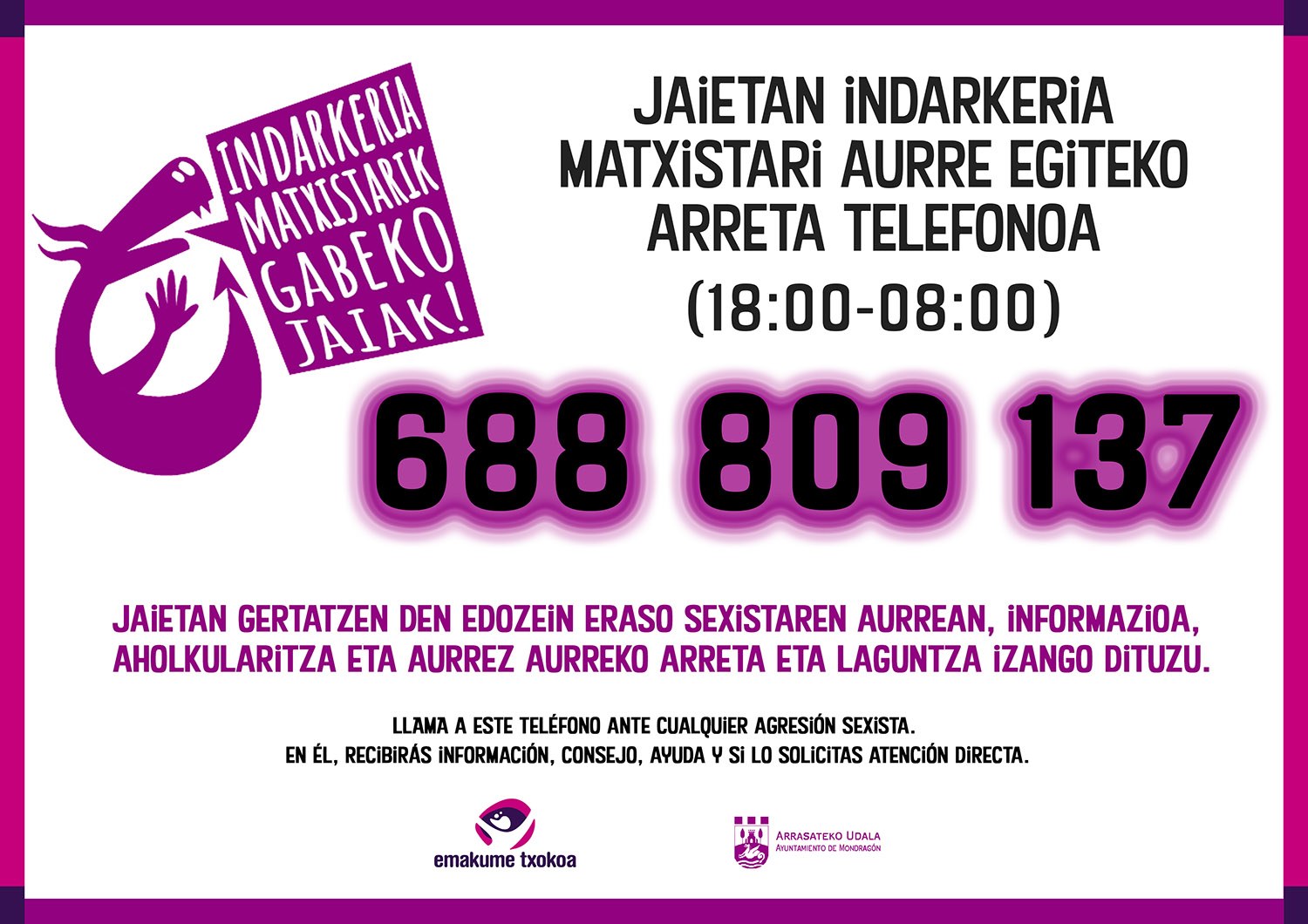 Emakume Txokoa pone medios para combatir la violencia machista en Maritxu Kajoi