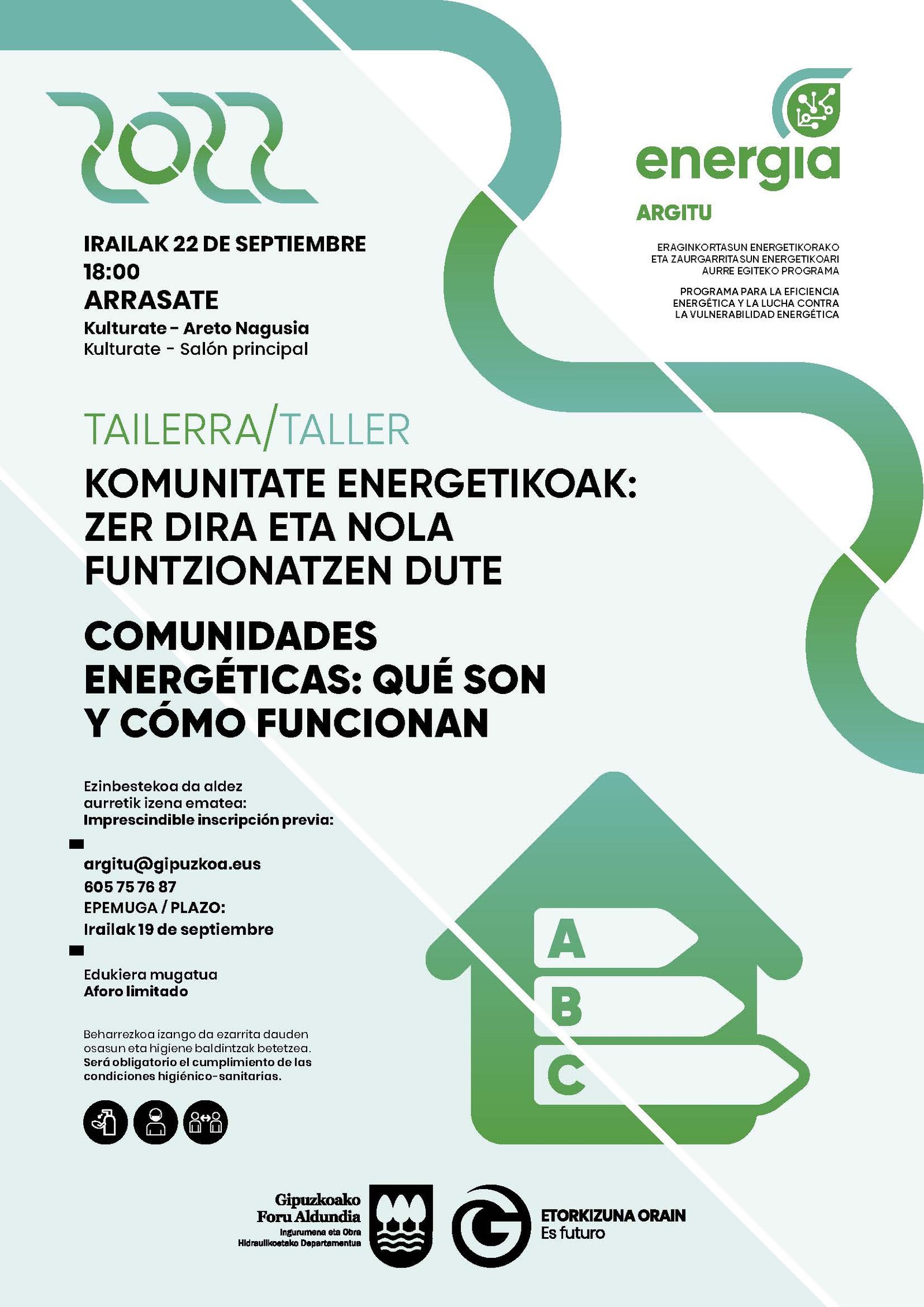 La Diputación Foral de Gipuzkoa y el Ayuntamiento de Arrasate organizan una charla sobre comunidades energéticas para el 22 de septiembre