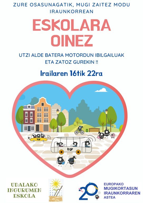 La iniciativa 'Eskolara Oinez' y Herribusa gratis en Arrasate del 16 al 22 de septiembre en la Semana de la Movilidad Sostenible de Europa