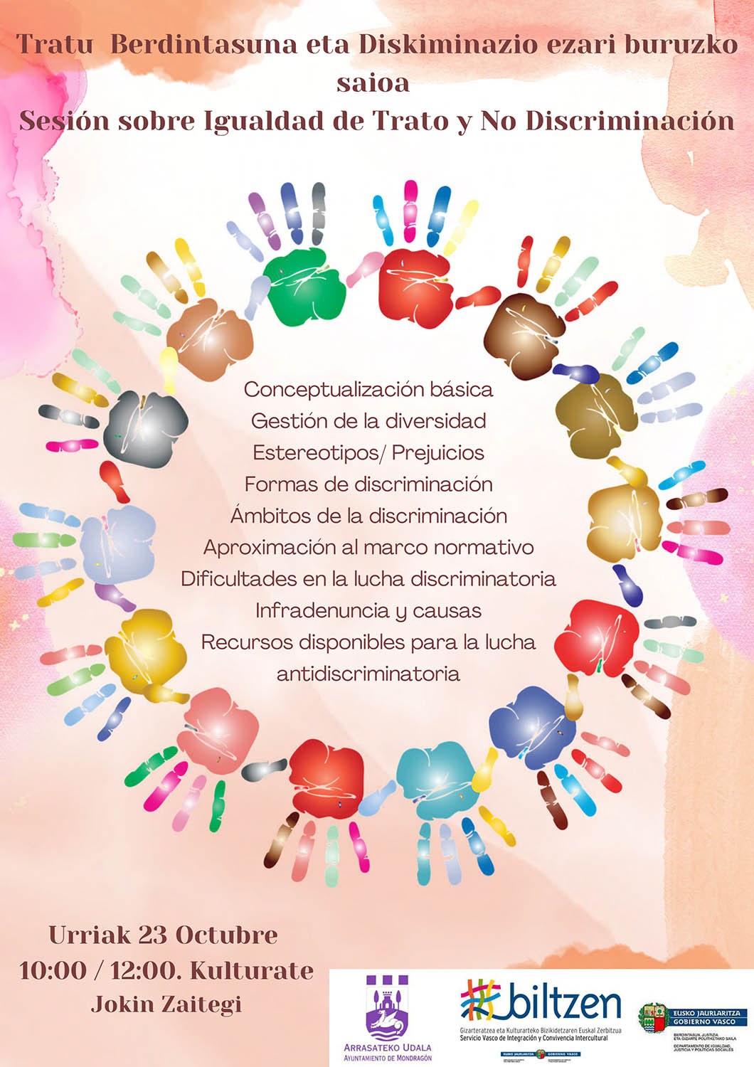 La sala Jokin Zaitegi acogerá el curso «Igualdad de Trato y No Discriminación