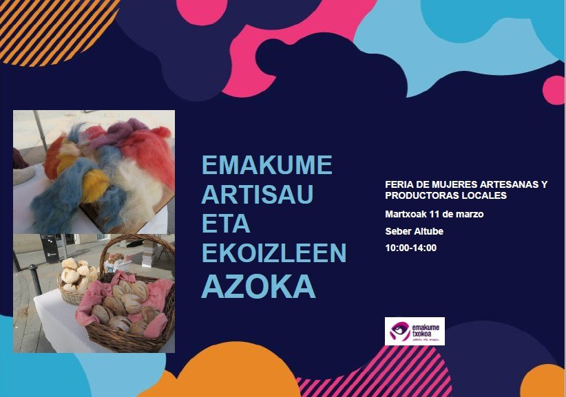 Mercado de Mujeres Artesanas y Productoras el sábado, 11 de marzo, en Seber Altube Plaza