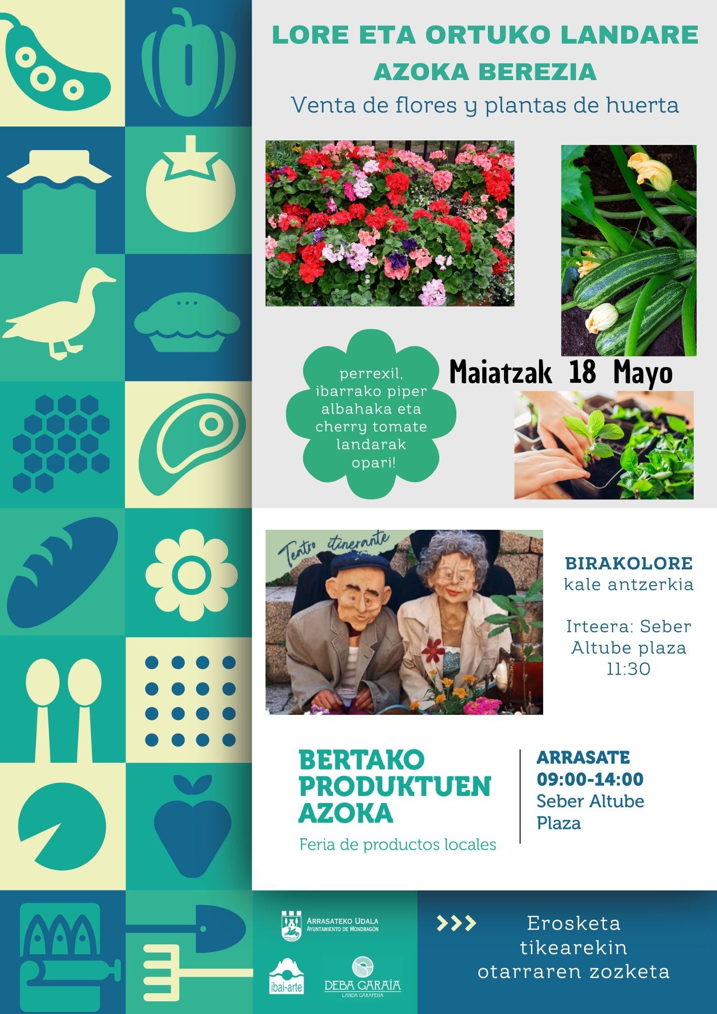 Mercado especial de flores y plantas de huerta en la plaza Seber Altube el próximo sábado, 18 de mayo