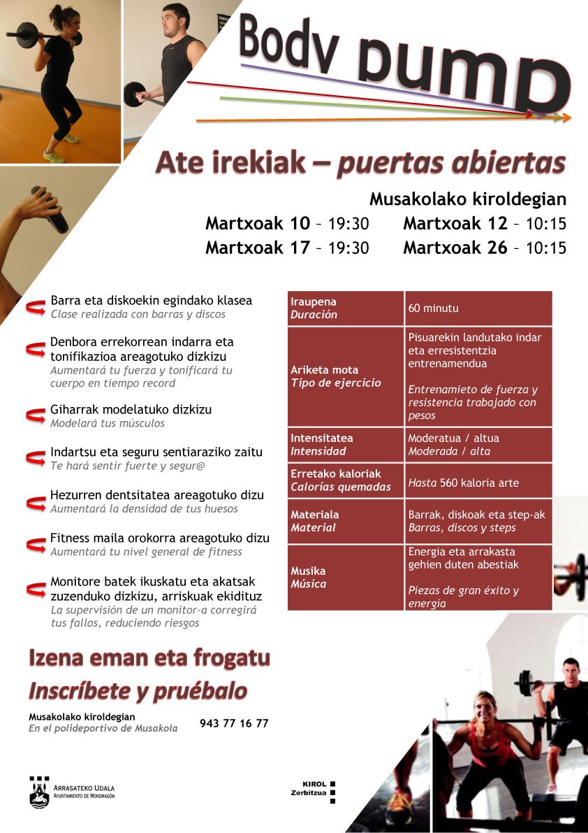 Puertas abiertas para practicar Body pump