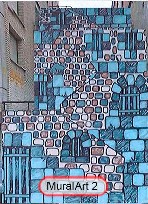 Trabajos del mural de las escaleras Olarte-Otalora