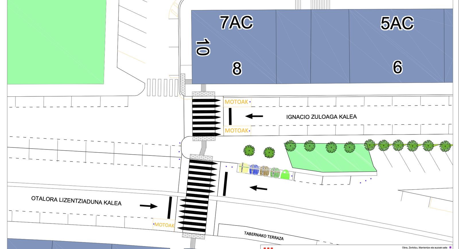 Un nuevo paso de peatones unirá la calle Licenciado Otalora con la calle Ignacio Zuloaga