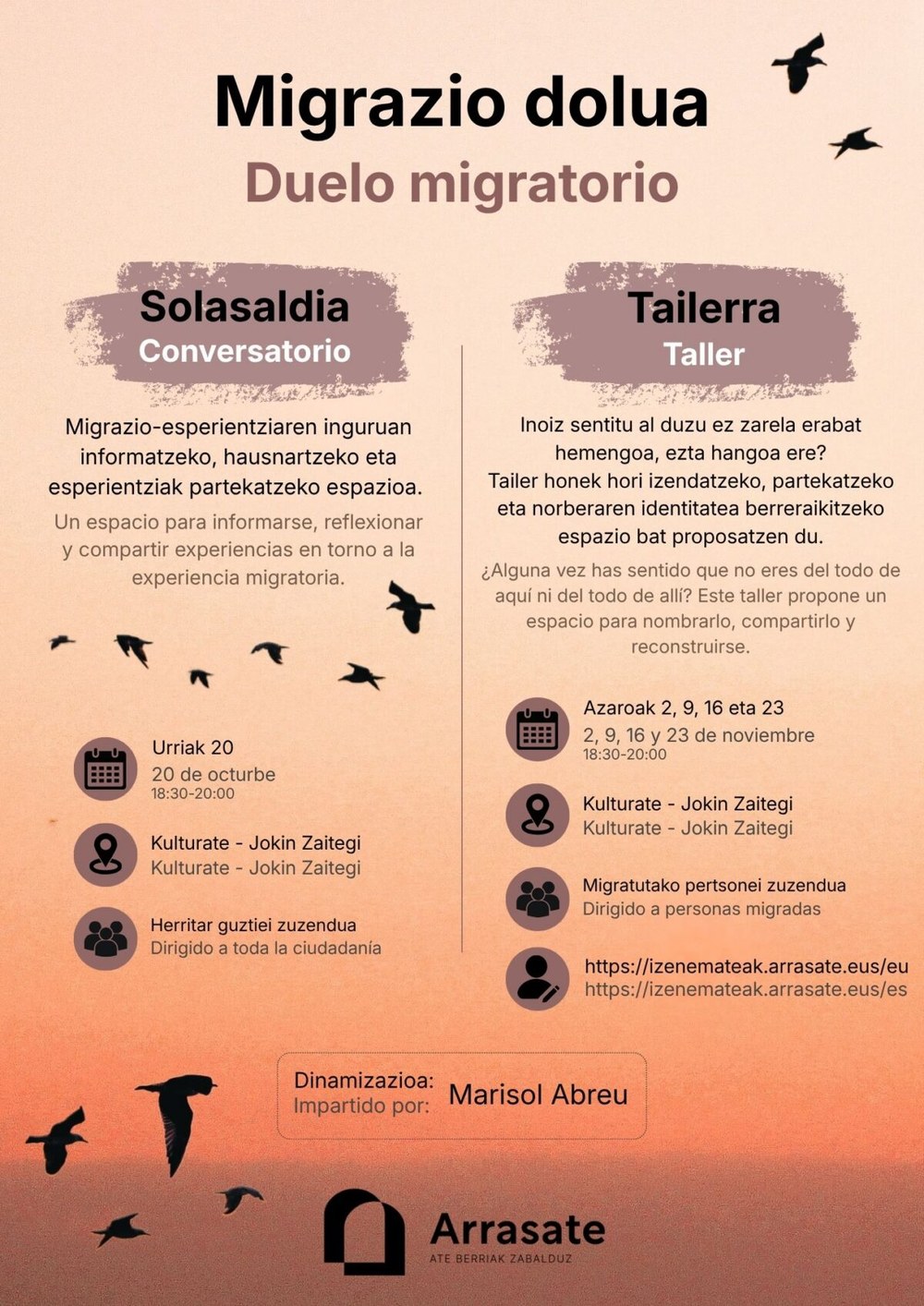 Un taller para abordar las vivencias relacionadas con el proceso migratorio durante los cuatro lunes de noviembre