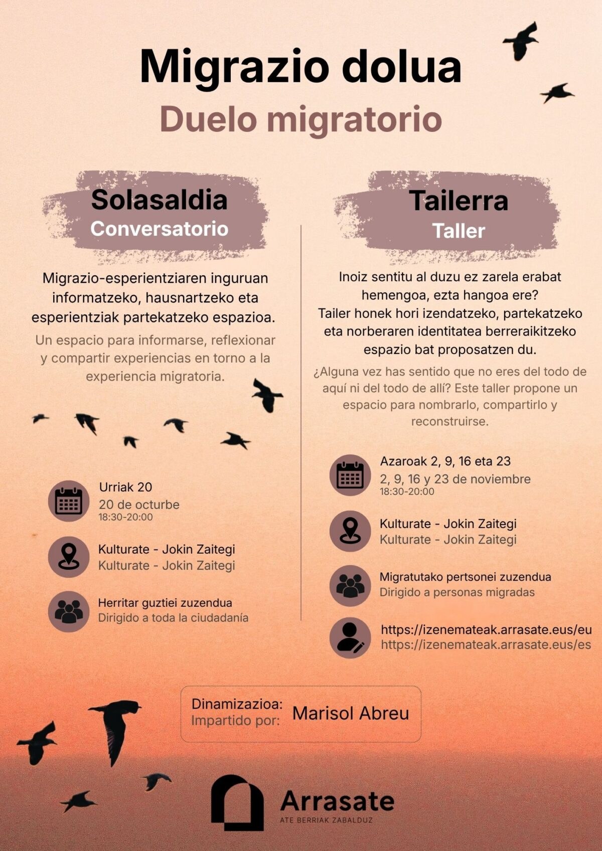 Un taller para abordar las vivencias relacionadas con el proceso migratorio durante los cuatro lunes de noviembre