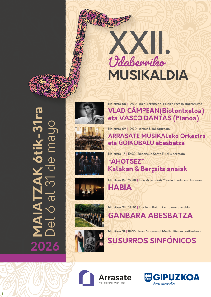 XXII Festival de Música de Primavera en Arrasate, del 6 al 31 de mayo