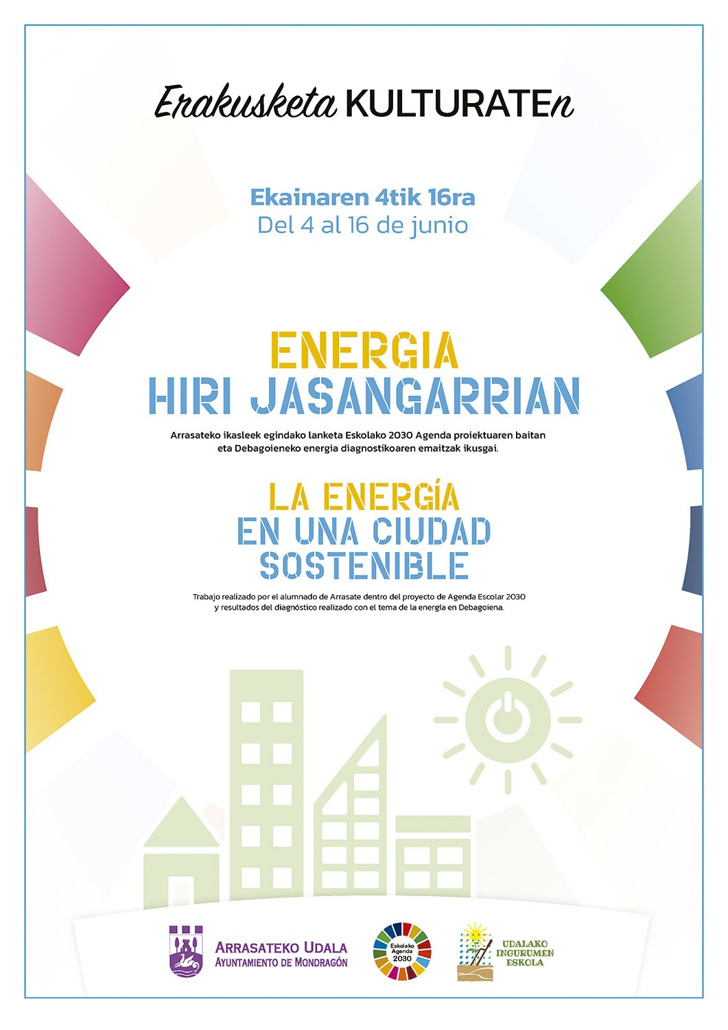 Ingurumen Eskolak “Energia hiri jasangarrian” erakusketa aurkeztuko du ekainaren 5ean.