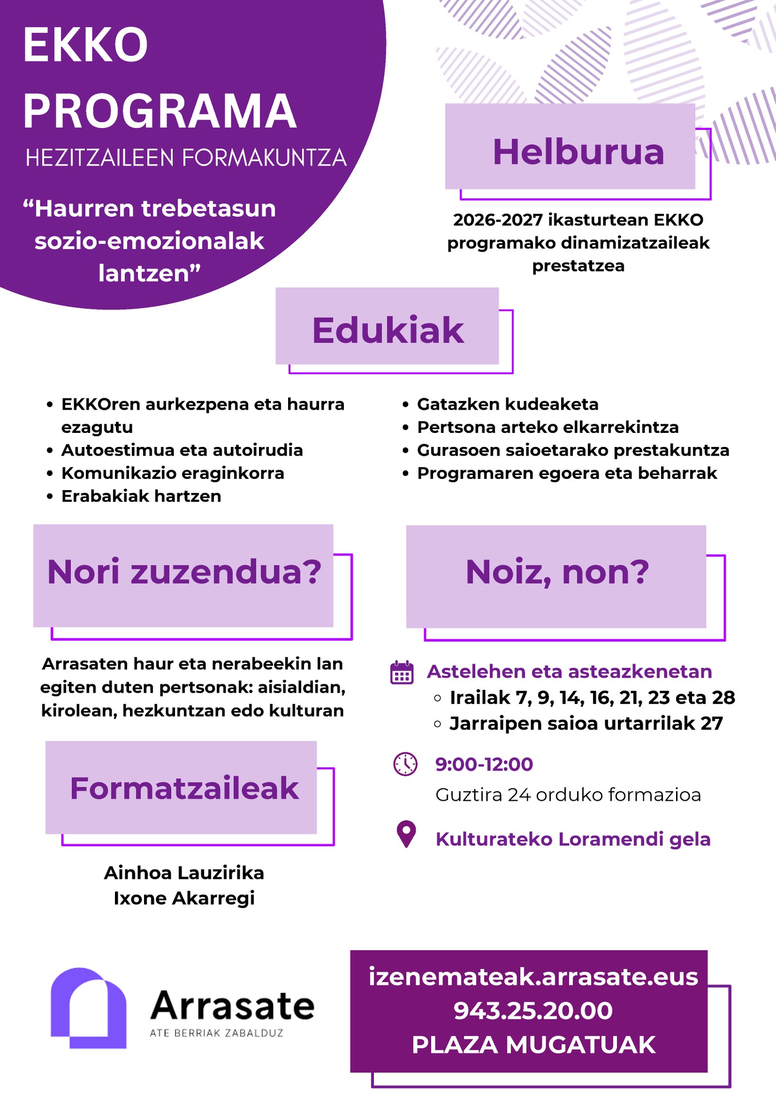 “Haurren trebetasun sozio-emozionalak lantzen” formazioa antolatu du Udalak herriko begirale, hezitzaile eta entrenatzaileei zuzenduta.