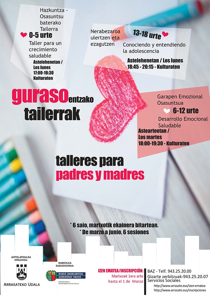 6-12 urte bitarteko seme-alabak dituzten gurasoentzako “GARAPEN EMOZIONAL OSASUNTSUA TAILERRA”