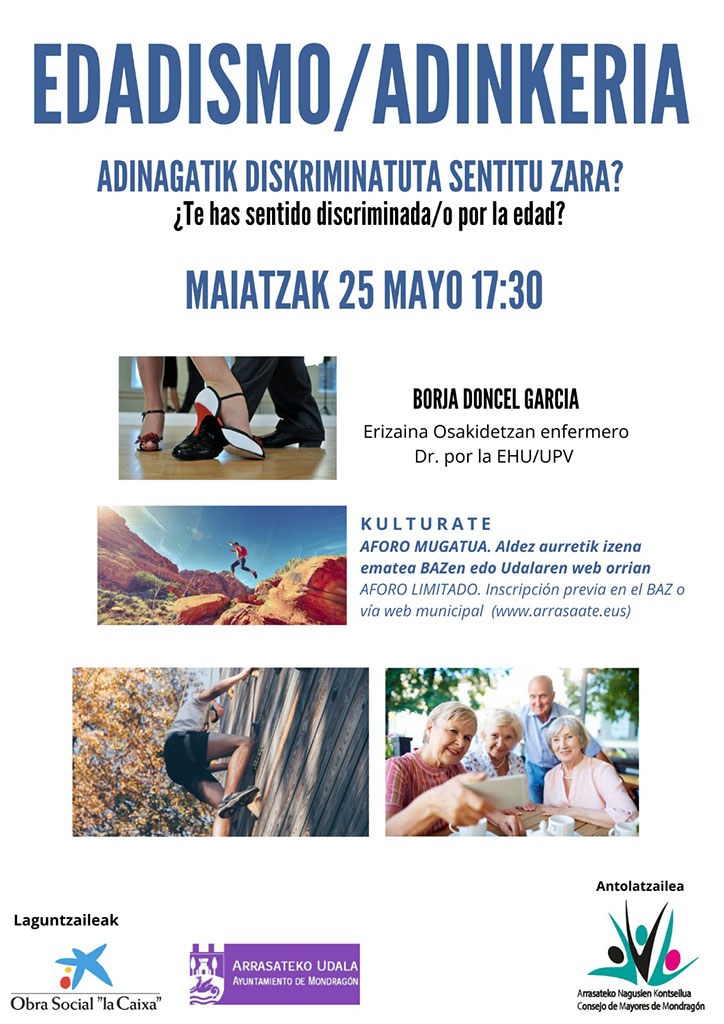 Arrasateko Nagusien Kontseiluak hitzaldia antolatu du adinkeriari buruz