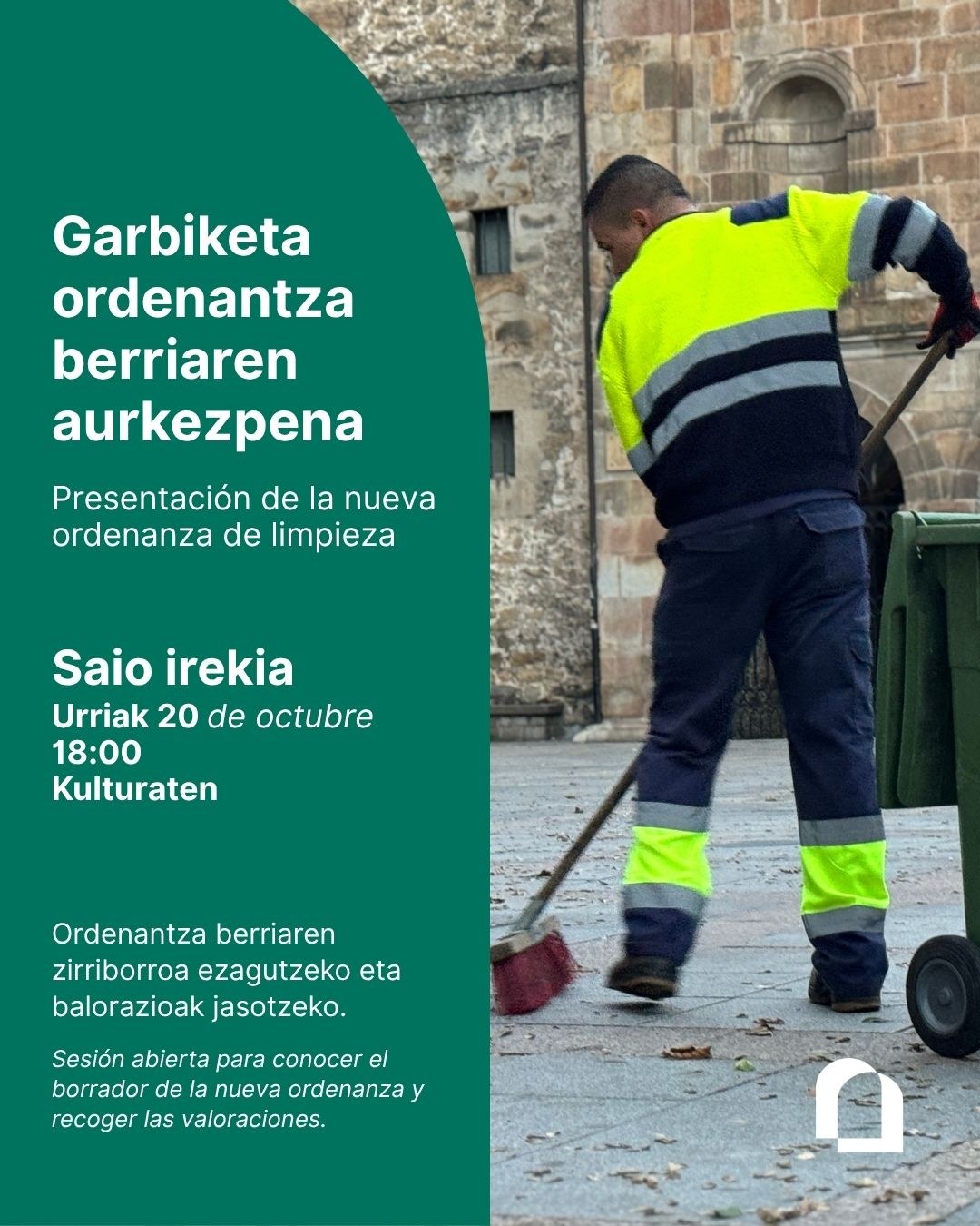 Arrasateko Udalak Garbiketa eta Elkarbizitza Ordenantza berria aurkeztuko die herritarrei urriaren 20an Kulturaten
