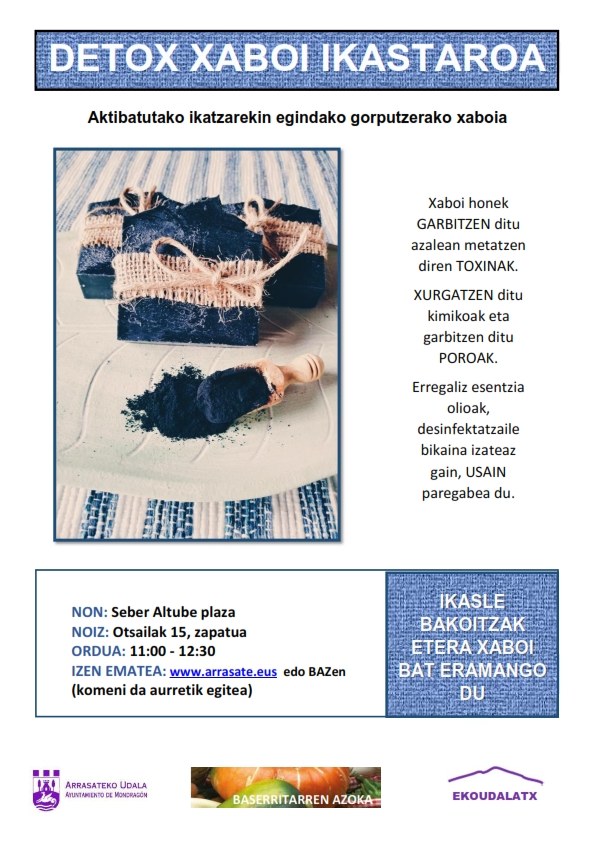 Detox xaboi ikastaroa zapatuan, otsailak 15, Baserritarren Azokan