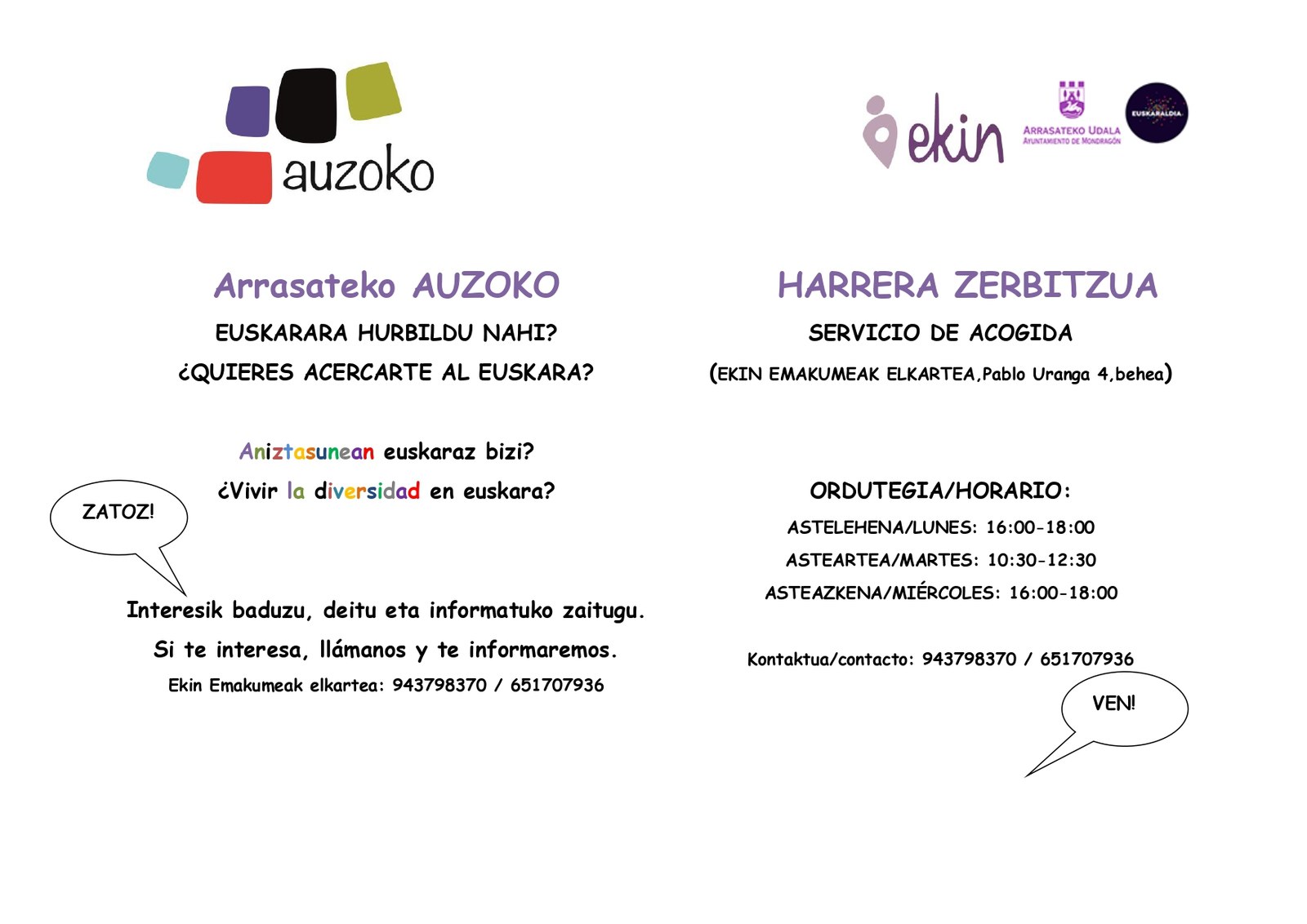 Ekin Emakumeak elkartearekin batera hainbat programa martxan