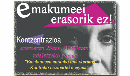 Emakumeen aurkako indarkeria salatzeko kontzentrazioa ostiralean