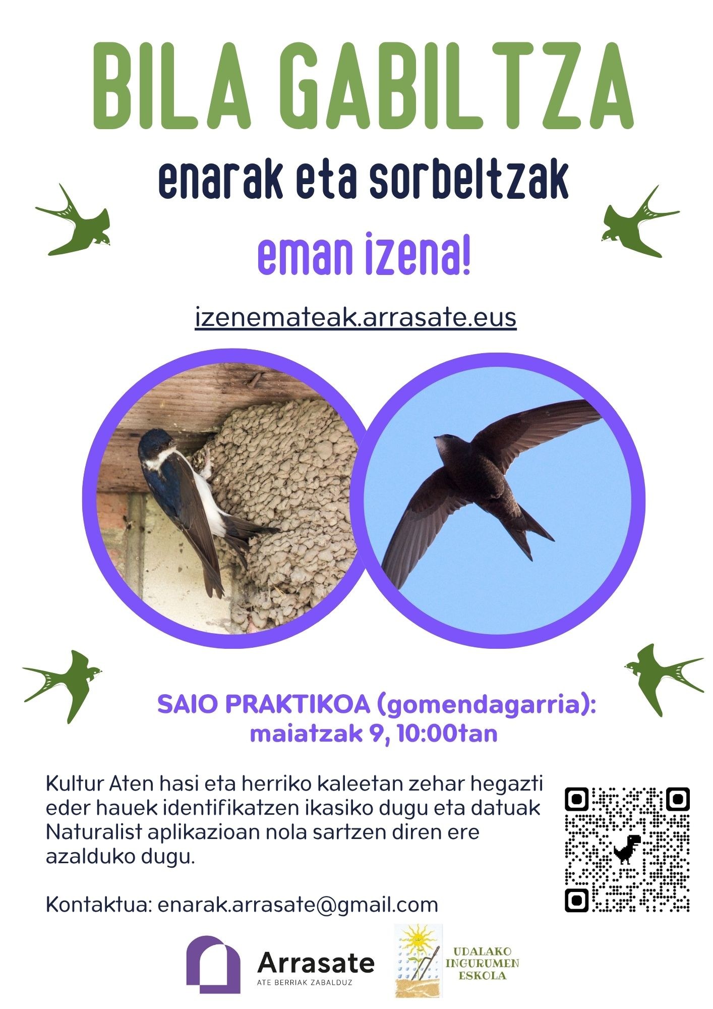 Enarak eta sorbeltzak ikertzeko izen ematea zabalik