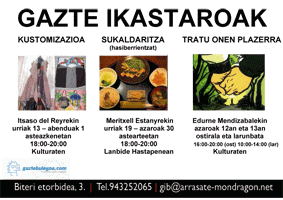 Gazteria sailak hiru ikastaro antolatu ditu urritik abendura bitartean