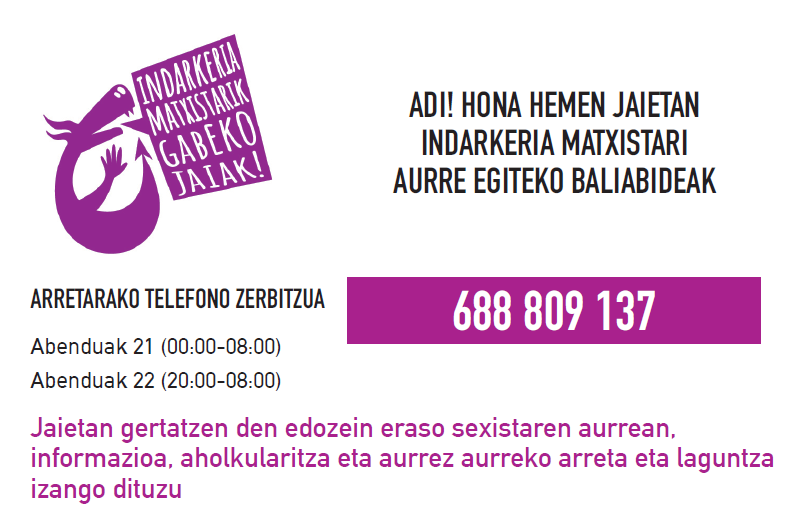 Indarkeria matxisten prebentziorako, sentsibilizaziorako eta arretarako baliabideak Santamasetan.