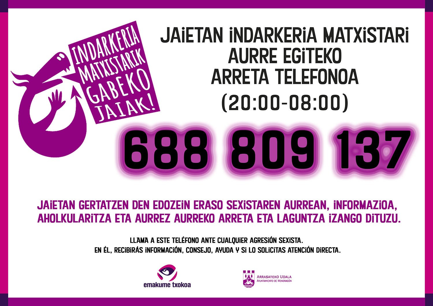 Emakume Txokoak baliabideak jarri ditu, jaietan indarkeria matxistari aurre egiteko