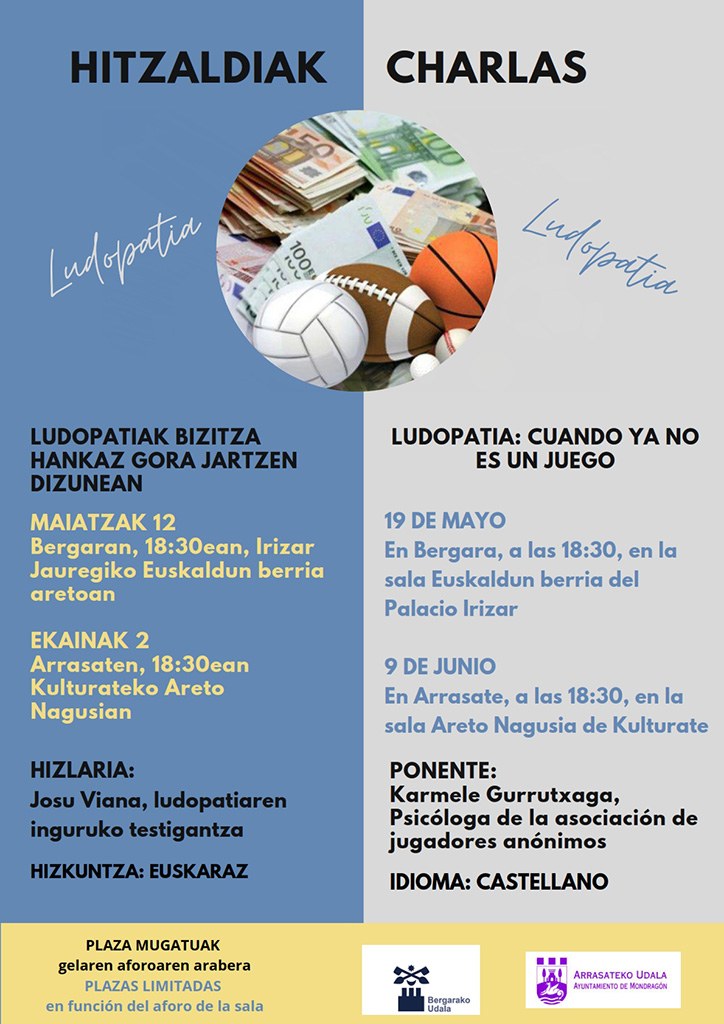 Udalaren Prebentzio Zerbitzuak hitzaldi bi antolatu ditu ludopatiaz informatu eta sentsibilizatzeko