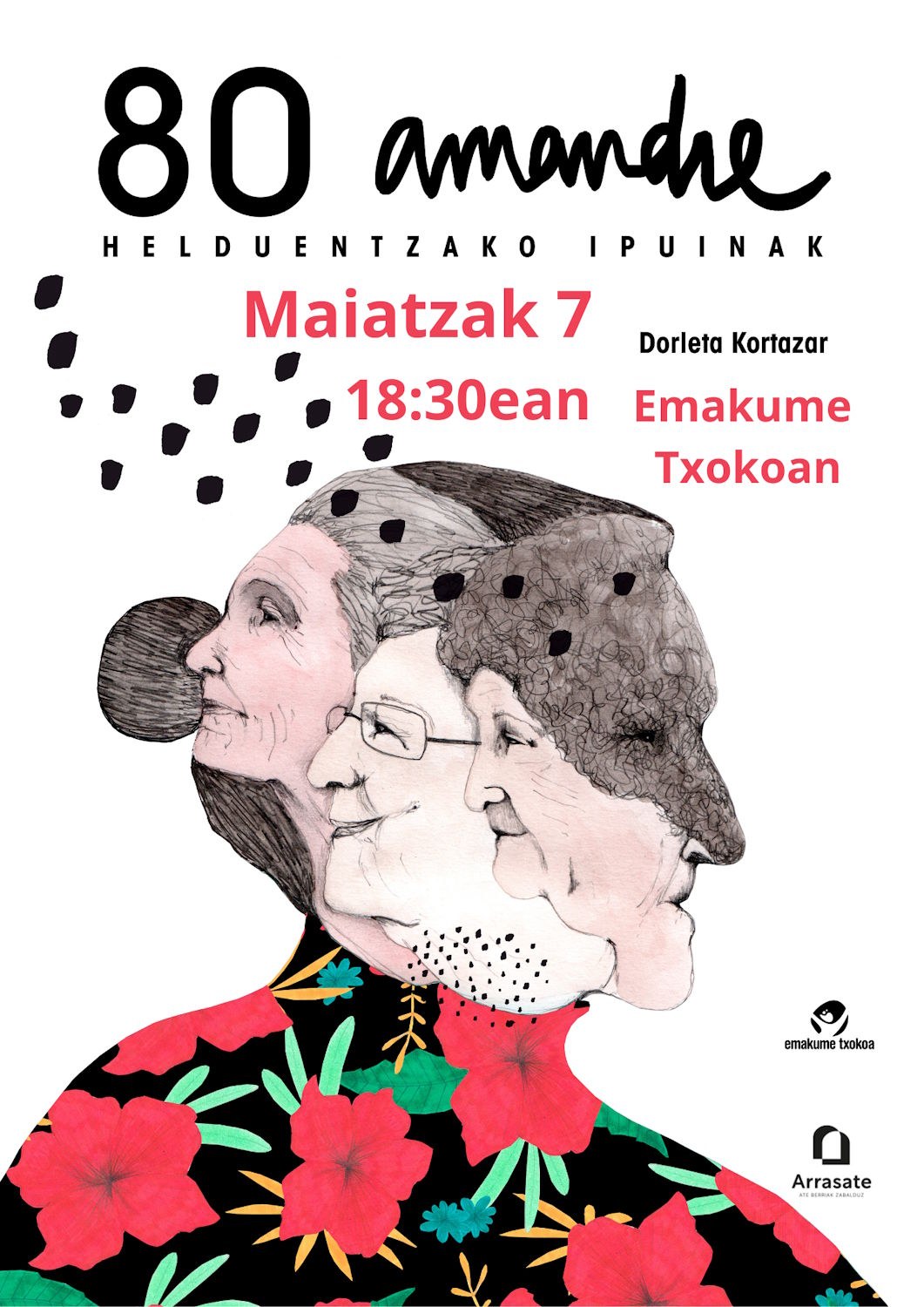 Maiatzaren 7an, eguenean “80 amandre” ipuin kontaketa saioa eskainiko du Dorleta Kortazar Alkozek Emakume Txokoan.