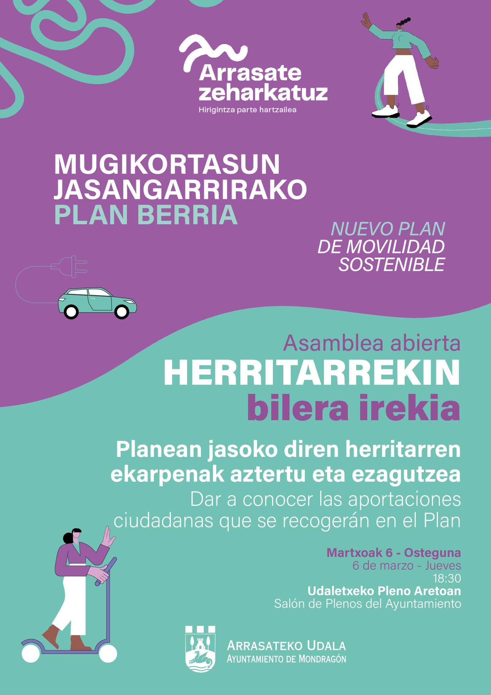 Mugikortasun Jasangarrirako planari egindako ekarpenak aurkeztuko ditu bihar Udalak jendaurrean, Udaletxean egingo den batzar irekian