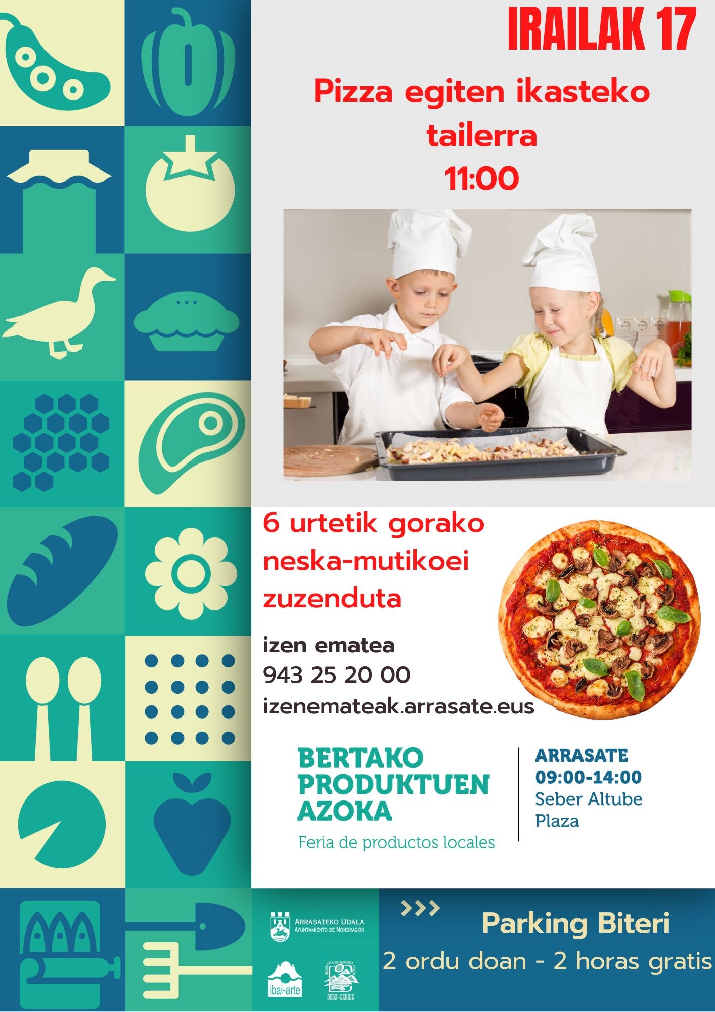 Zapatu honetan, irailak 17, tomate sasoia dela aprobetxatuz, bertako produktuen azokan pizza tailer bat eskainiko da