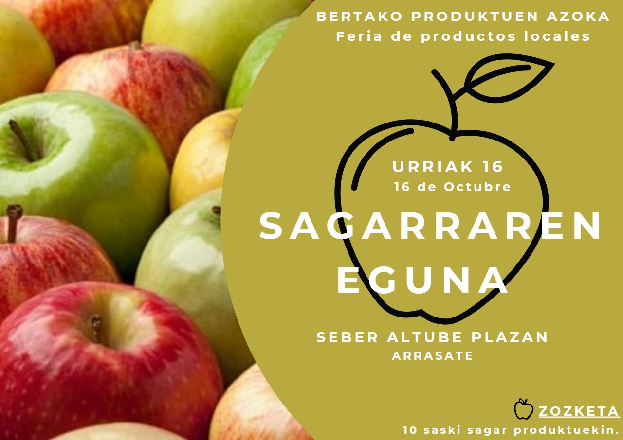 Urriaren 16ko Bertako Produktuen Azokan sagarra izango da protagonista