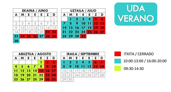 Bibliotekako udako ordutegia